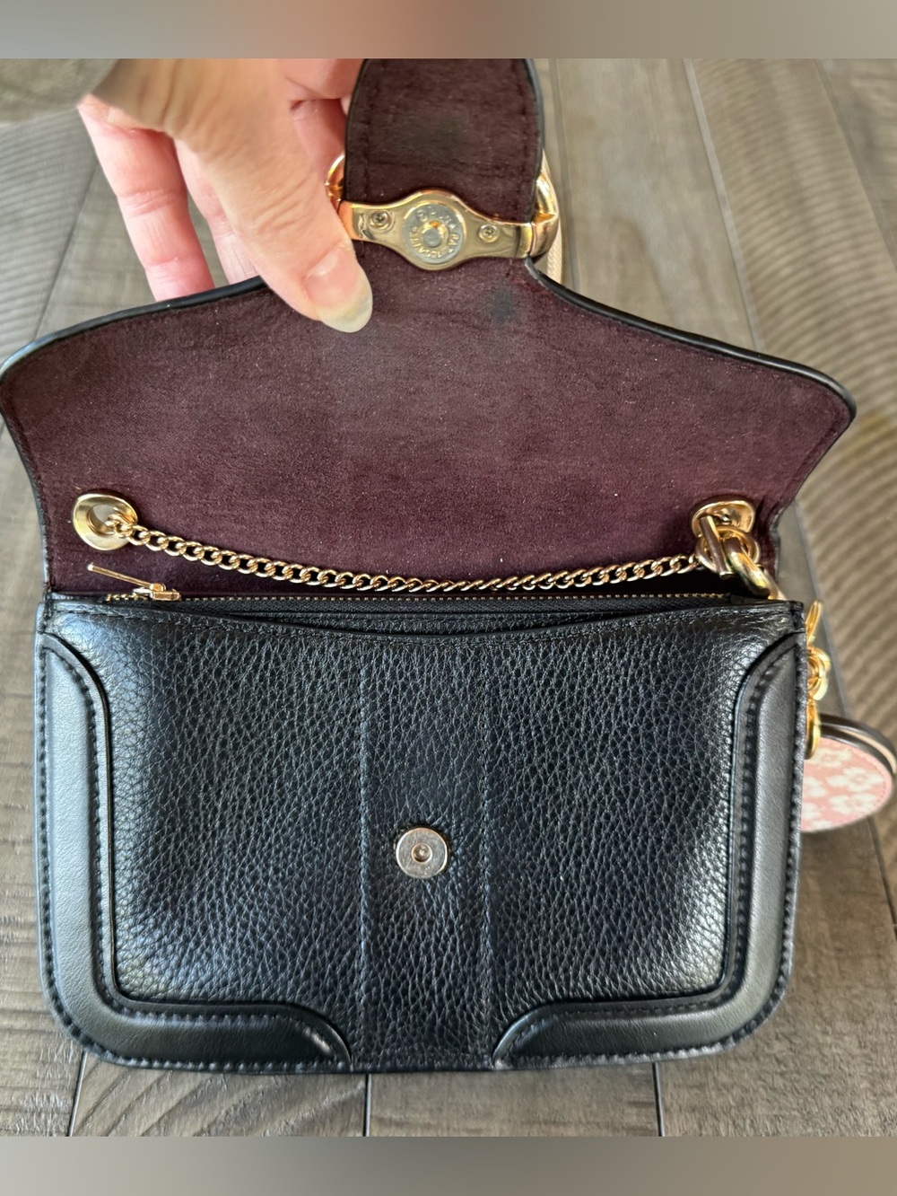 Coach Georgie Crossbody/Xbody Black Pebble/Leather Bag Purse With Rivets - Picture 9 of 16